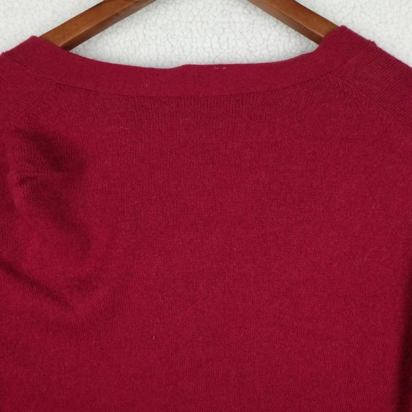 Woolovers Cardigan Womens Medium Red Burgandy Cashmere Merino Button Up Preppy - Picture 5 of 12